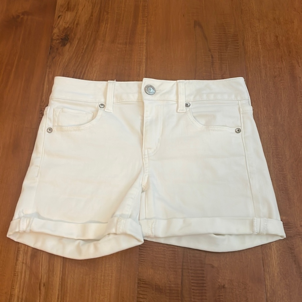 American Eagle white jean shorts